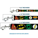 Dog Leash - Justice League Superhero Logos CLOSE-UP Black