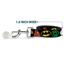 Dog Leash - Justice League Superhero Logos CLOSE-UP Black