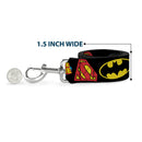 Dog Leash - Justice League Superhero Logos CLOSE-UP Black
