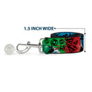 Dog Leash - Justice League New 52 4-Superhero Poses/Scattered Logos Multi Color/Black