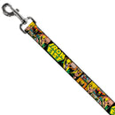 Dog Leash - Retro IRON FIST Action Pose/Comic Scene Blocks Black/Green/Yellow
