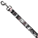 Dog Leash - Batgirl/Wonder Woman/Supergirl Retro Panels Black/Pink/White