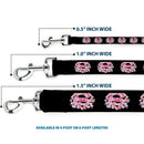 Dog Leash - Super Shield Hibiscus Design Black/Pink