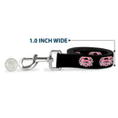 Dog Leash - Super Shield Hibiscus Design Black/Pink