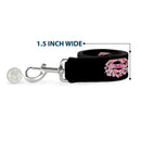 Dog Leash - Super Shield Hibiscus Design Black/Pink