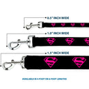 Dog Leash - Superman Shield Black/Hot Pink