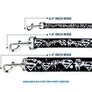 Dog Leash - Superman Shield Splatter Black/White