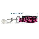 Dog Leash - Diagonal Superman Logo w/Hearts Black/Pink