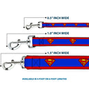 Dog Leash - Superman Shield/Stripe Red/Blue