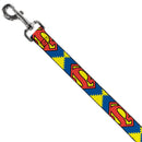 Dog Leash - Jagged Superman Shield CLOSE-UP Yellow/Blue/Red
