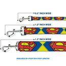 Dog Leash - Jagged Superman Shield CLOSE-UP Yellow/Blue/Red