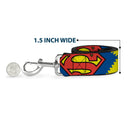 Dog Leash - Jagged Superman Shield CLOSE-UP Yellow/Blue/Red