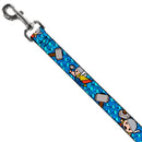 MARVEL UNIVERSE Dog Leash - Kawaii Thor Poses Hammer Monogram Blues
