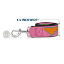 Dog Leash - Wonder Woman Logo Pink/Blue/Yellow/Pink