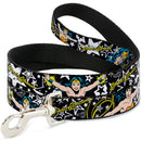Dog Leash - Wonder Woman/Stars Black/White