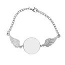Custom Photo Angel Wings Bracelet | Personalized Photo Charm Bracelet | Silver Gift