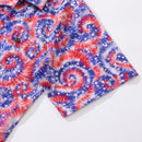 Hawaiian Shirt For Men Tie-dyed National Flag Print Shirt Camp Collar 100% Cotton