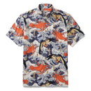 Mens Casual Hawaiian Shirt Cock Lobster Chart Cotton Short Sleeve Aloha Shirt