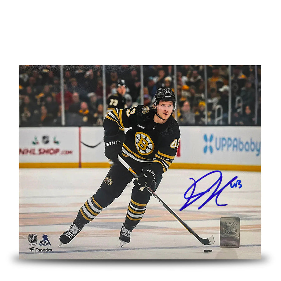 Danton Heinen in Action Boston Bruins Autographed 8