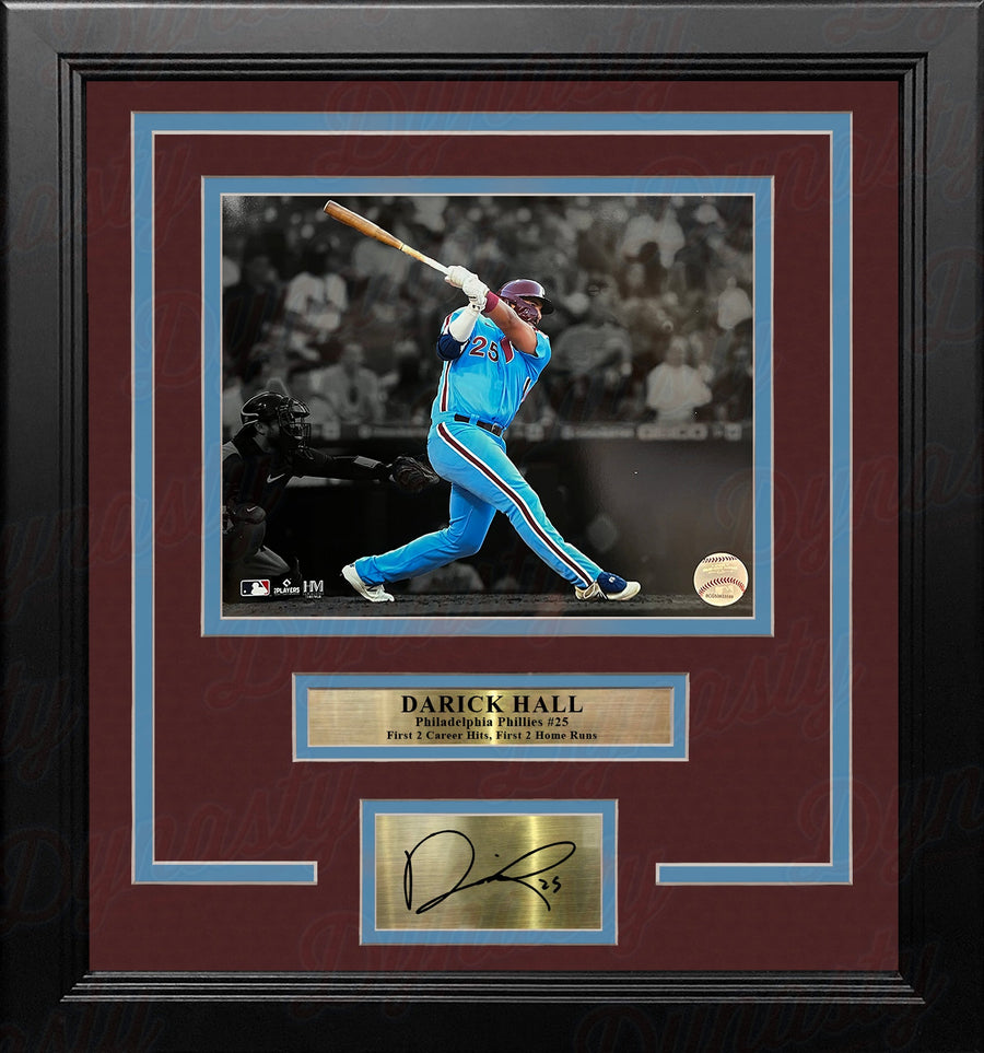 Darick Hall First Home Run Philadelphia Phillies 8x10 Framed Baseball Photo with Engraved Autograph