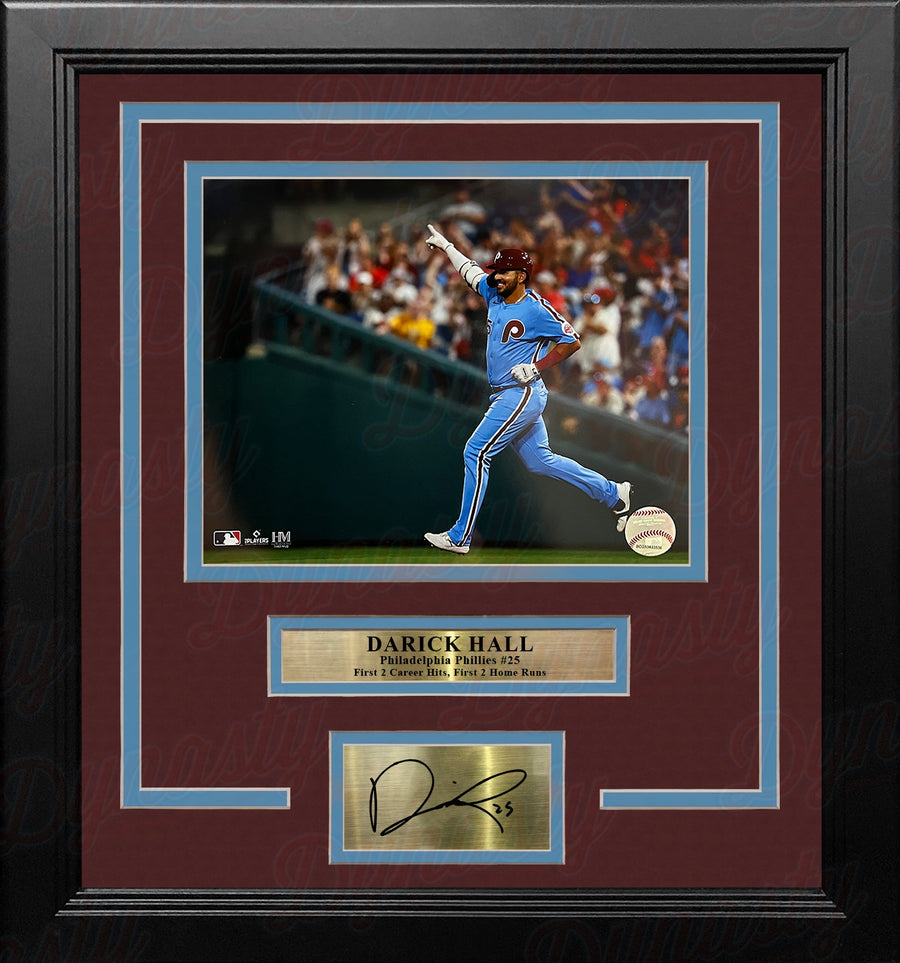 Darick Hall Runs The Bases Philadelphia Phillies 8x10 Framed Baseball Photo with Engraved Autograph