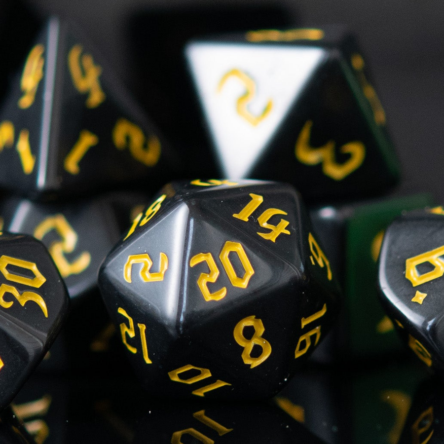 Dark Cathedral Yellow Acrylic Dice Set
