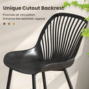 Modern Kitchen Chairs with Metal Legs Cutout Backrest Curved Seat for Dining Room Home Office-Black