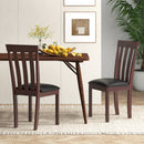 Dining Chair Set of 2 Upholstered Wooden Kitchen Chairs with Padded Seat and Rubber Wood Frame