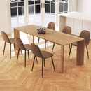 Dining Chair Set of 4 Faux PU Leather Upholstered Kitchen Chairs with Metal Legs-Brown