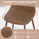 Dining Chair Set of 4 Faux PU Leather Upholstered Kitchen Chairs with Metal Legs-Brown