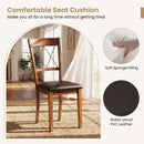 Dining Chair Set of 2 Fabric Upholstered Kitchen Armless Chairs with Rubber Wood Frame-Walnut