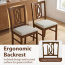 Dining Chairs Set of 2 Rubber Wood Dining Room Chairs with Hollowed Backrest-Walnut