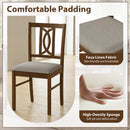 Dining Chairs Set of 2 Rubber Wood Dining Room Chairs with Hollowed Backrest-Walnut
