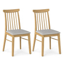 Dining Chairs Set of 2 Fabric Upholstered Kitchen Armless Chairs with Rubber Wood Frame