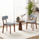 Dining Chairs Set of 2 Upholstered Mid-Back Chairs with Solid Rubber Wood Frame