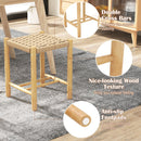 Dining Stool Set of 2 with Rubber Wood Frame-Natural
