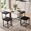 5-Piece Dining Table Set with 4 Upholstered Stools
