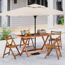54.5 Inch x 27.5 Inch Patio Dining Table with Teak Painting and Umbrella Hole
