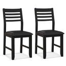 Wooden Dining Chair Set of 2 with Rubber Wood Frame and Padded Cushion