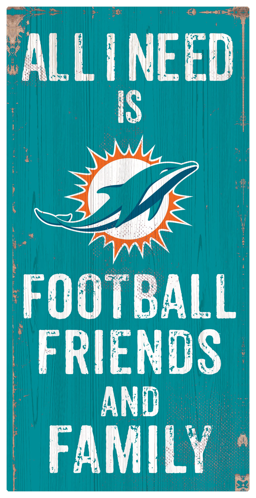 Miami Dolphins Football, Friends, & Family Wood Sign