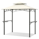 Outdoor Double-Tiered Grill Gazebo Canopy with 2 Shelves and 7 Hooks