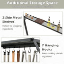 Outdoor Double-Tiered Grill Gazebo Canopy with 2 Shelves and 7 Hooks