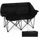 Double Camping Chair with Cup Holders Glass Racks and Mesh Pockets