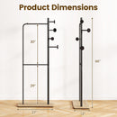 Double Rods Clothes Hanging Rack with Rubber Wood Hooks