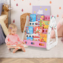 3-In-1 Double Sided Magnetic Dry-Erase Board with Stool and Flipped Writing Desktop