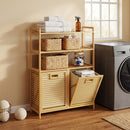 Double Tilt-Out Laundry Hamper with 3 Shelves & Baskets