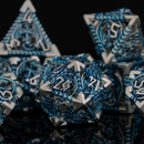 Dragonguard Hollow Metal Dice Set - Azure and Silver