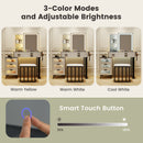 Makeup Vanity Dressing Table and Stool Set with Mirror and 3-Color LED Lights-White
