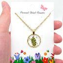 Dried Flowers Floral Irregular Round Pendant Necklace | Nature Lovers Fashion Jewelry
