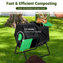 Dual Chamber Garden Compost Tumbler with Sliding Doors-Black & Green